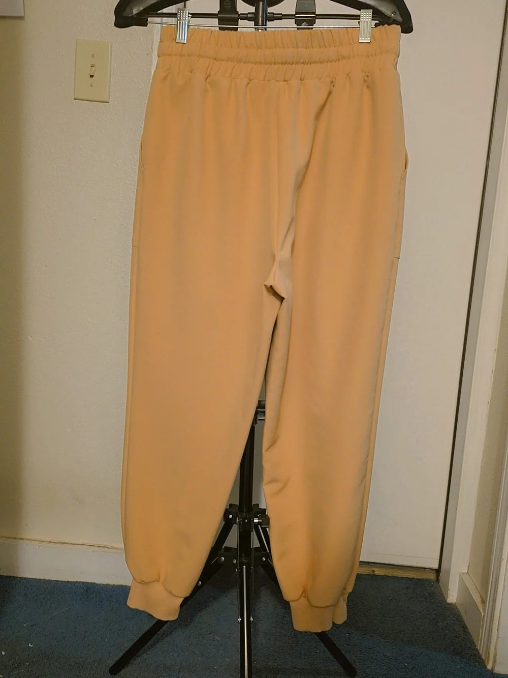 Zara Peach Elastic-Waist Jogger Pants with Contrast Drawstring